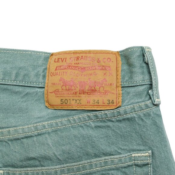 Vtg  Levis 501XX Denim Jeans Mens 36 Green Button Fly Mens 34 x 34 (34 x 31) - Picture 4 of 13